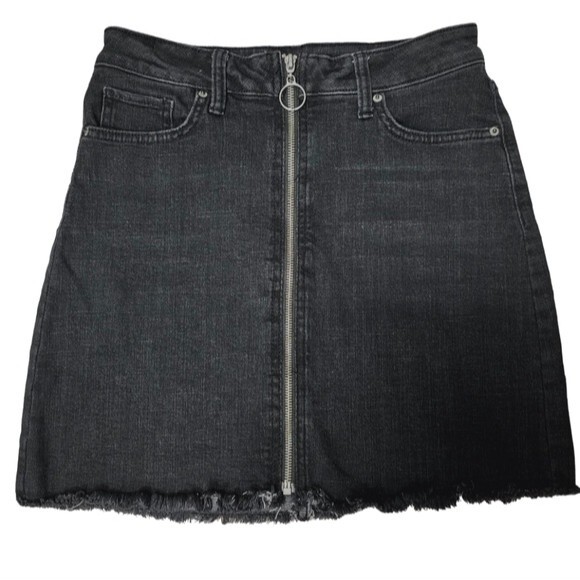 Arizona Jean Company Dresses & Skirts - Y2K 90s Circle Zipperpull grunge dark wash black denim jean mini skirt cutoff